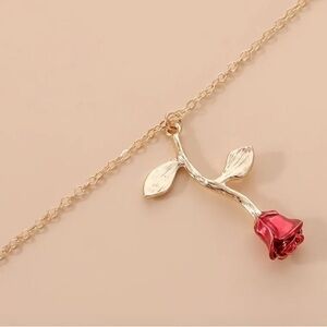 NEW Gold Rose Pendant Necklace